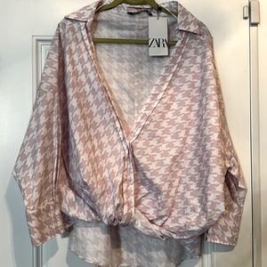 Zara Houndstooth Top